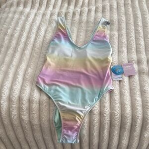 Forever 21 Pastel Rainbow One-Piece Swimsuit